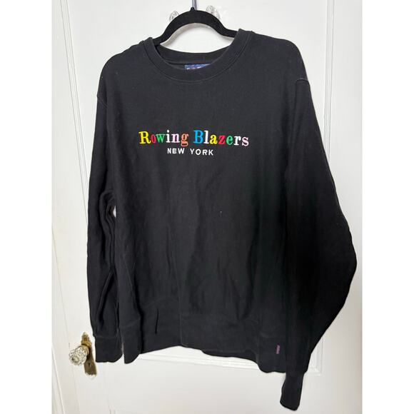 Rowing Blazers Embroidered Crewneck Pullover Black Sweatshirt Mens Sz XXL Preppy - Picture 2 of 6